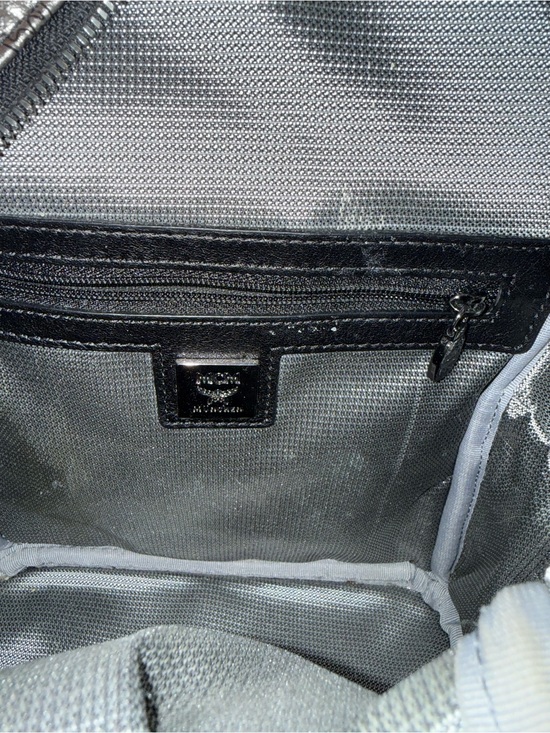 MCM Silver Metallic Backpack with Black Trim main image 6